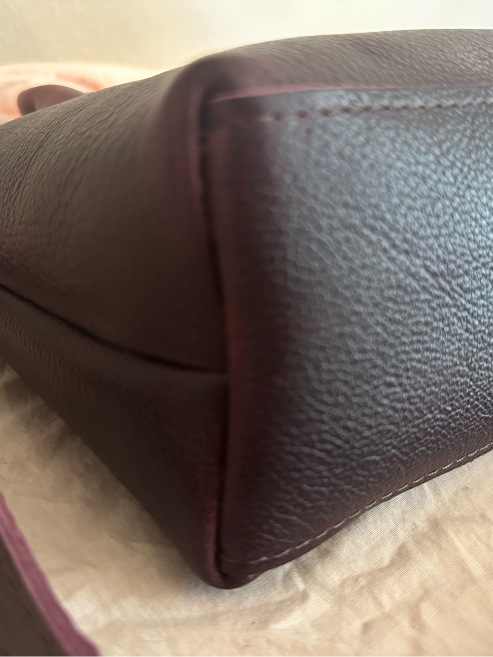 Raindrop Leather tote, Portland Leather Goods, small, plum - Picture 7 of 12